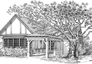 Pen Drawing of Women's Club of Palo Alto by Richard Elmore