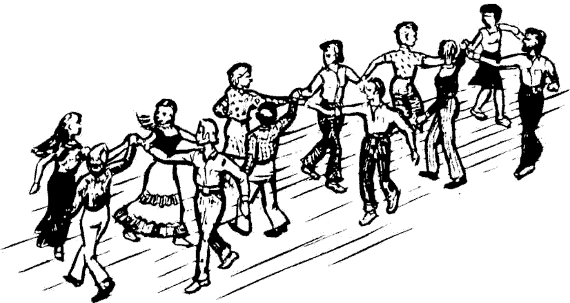 Pen Drawing of contra dancers