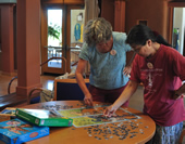 Putting together a jigsaw puzzle