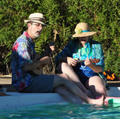 Playing music by the pool