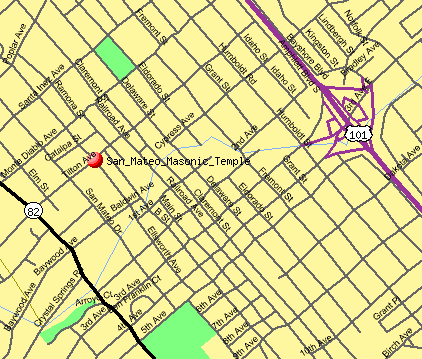 Map of San Mateo Masonic Environs