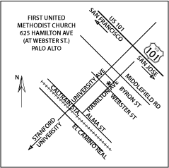 Map to First United Methodist Church