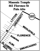 Map to Palo Alto Masonic Temple