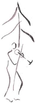 drawing of a fiddler under a tree