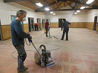 Sanding the floor