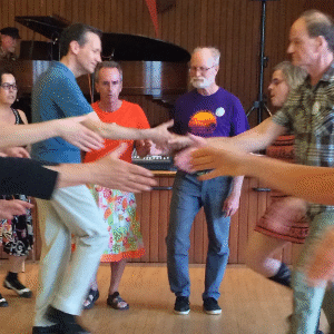 Dancers practicing instructions