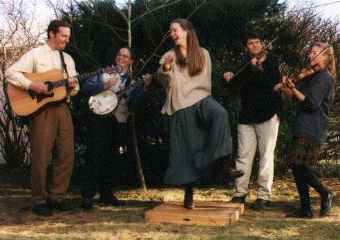 Amy Sandeen clogs while Pig's Eye Landing plays